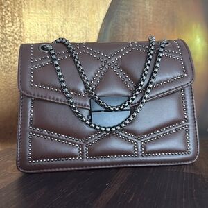 Studded Chocolate Vegan Hand/Shoulder Bag